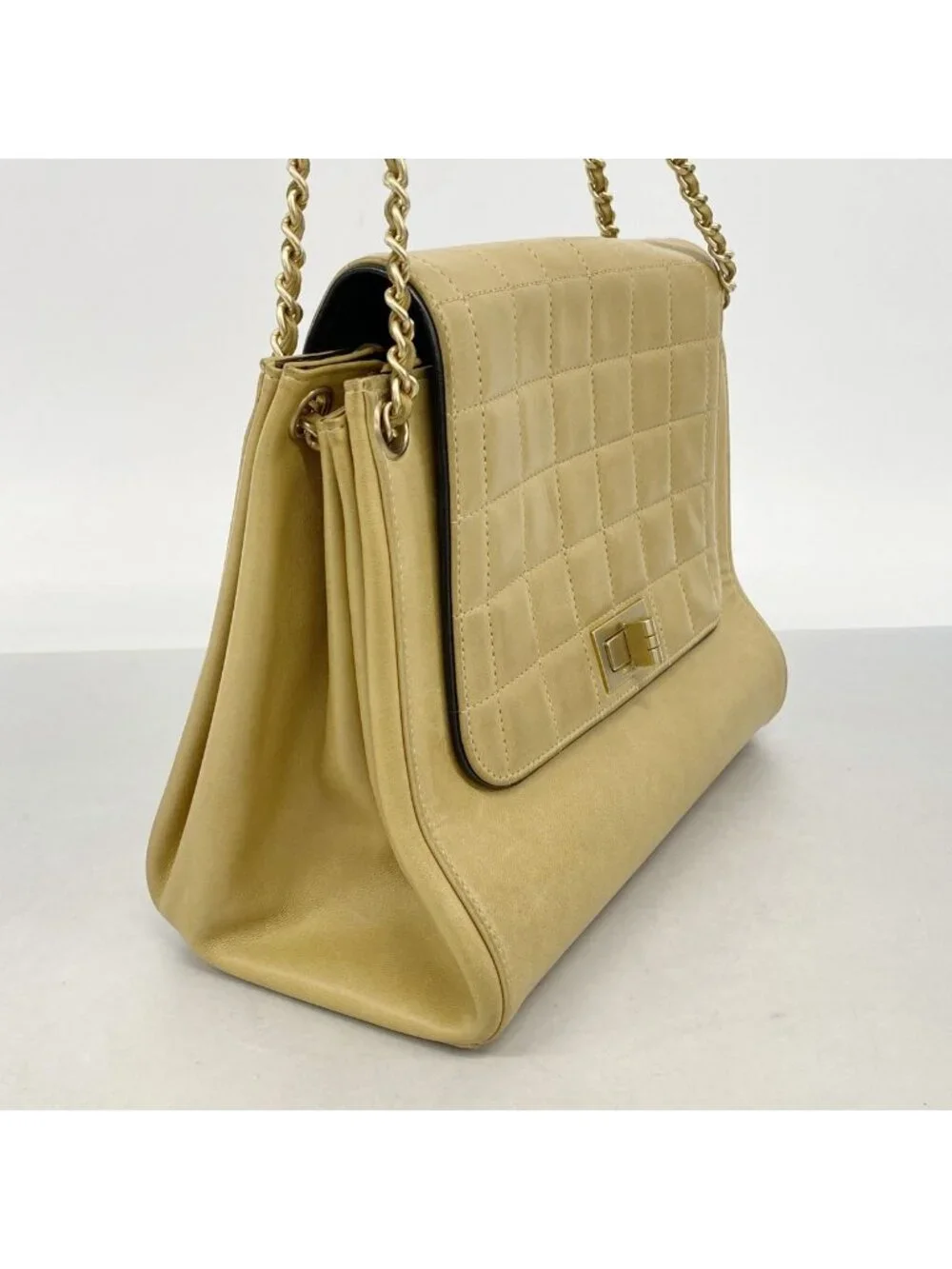 Chanel Shoulder Bag 2.55 Choco Bar Lambskin Brown Gold